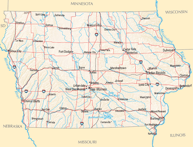 iowa riviere carte