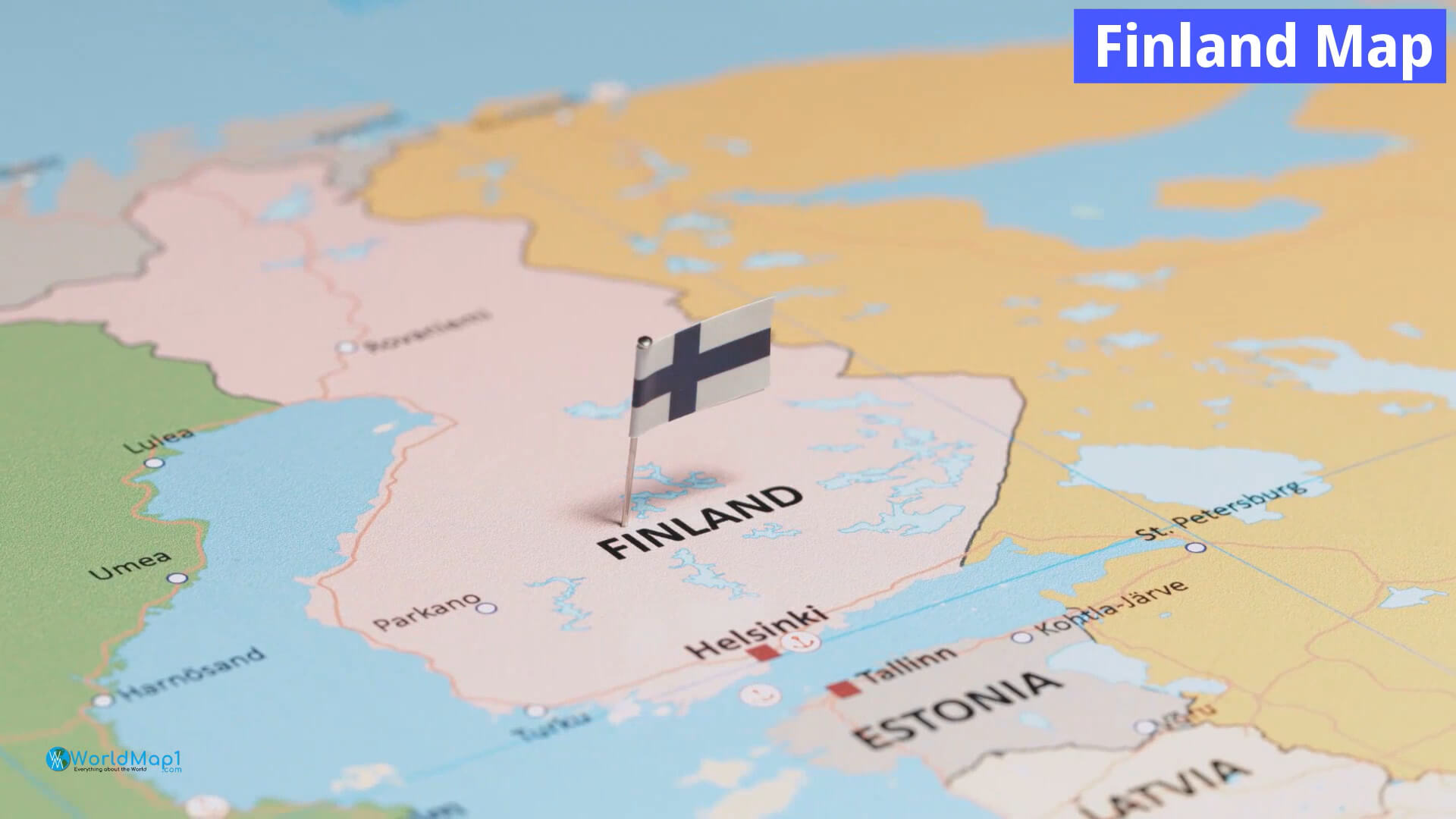 Carte de la Finlande en Anglais