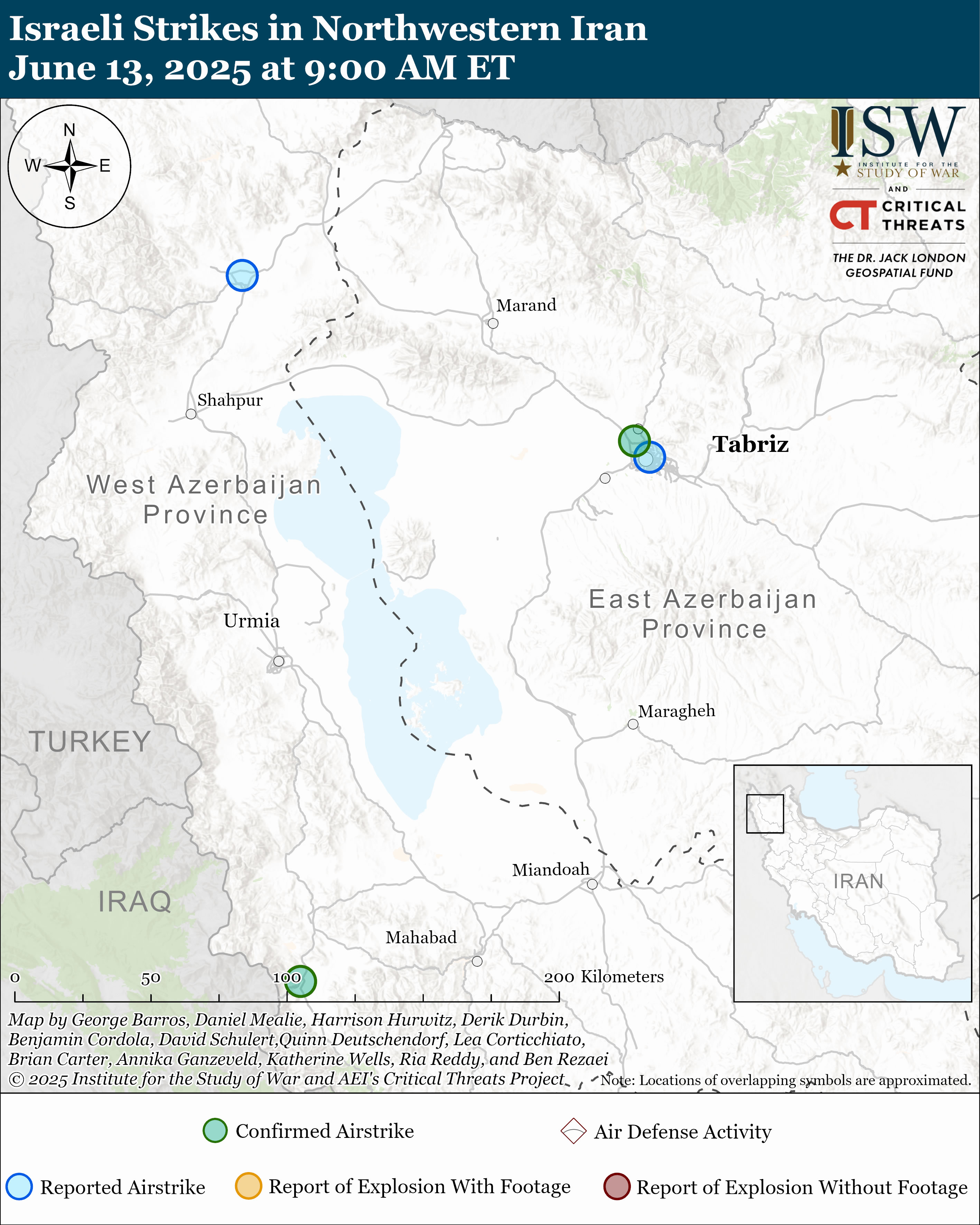 Carte des frappes israéliennes à Tabriz