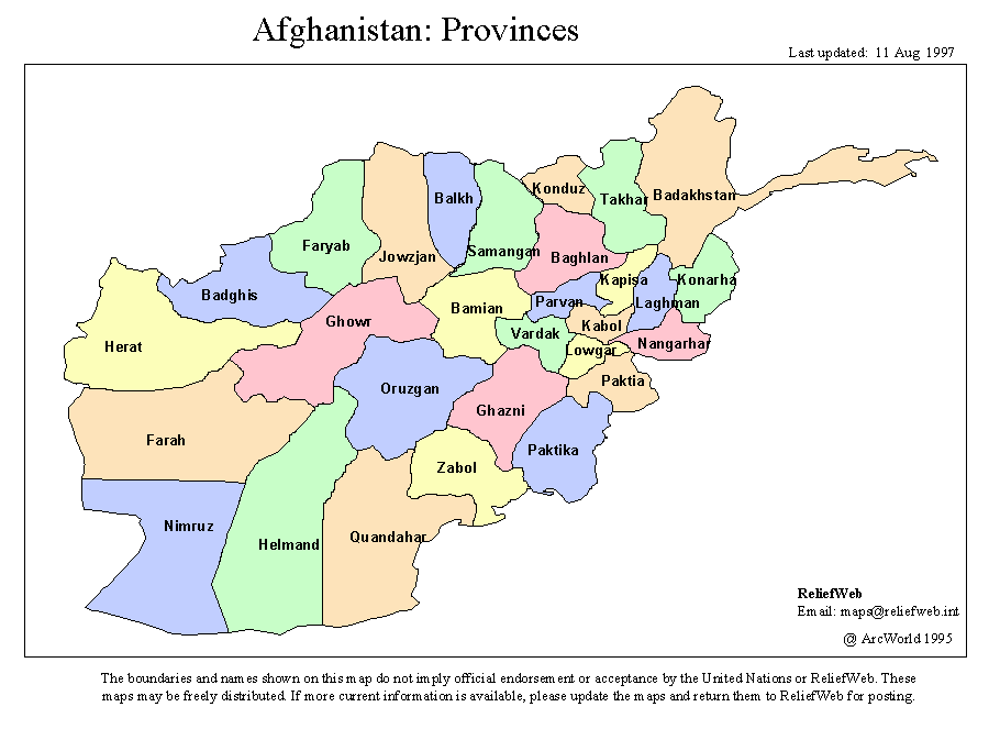 afghanistan carte provinces