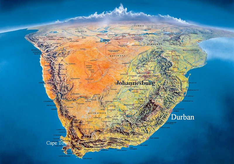 aerial carte du sud afrique