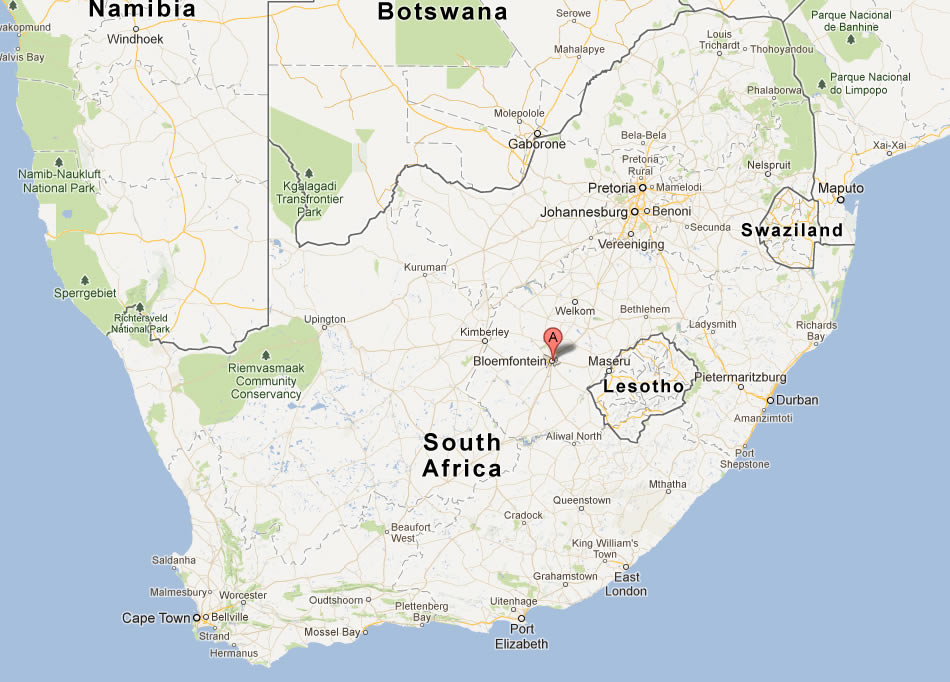 plan de Bloemfontein sud afrique