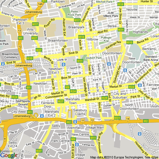 Johannesburg centre ville plan