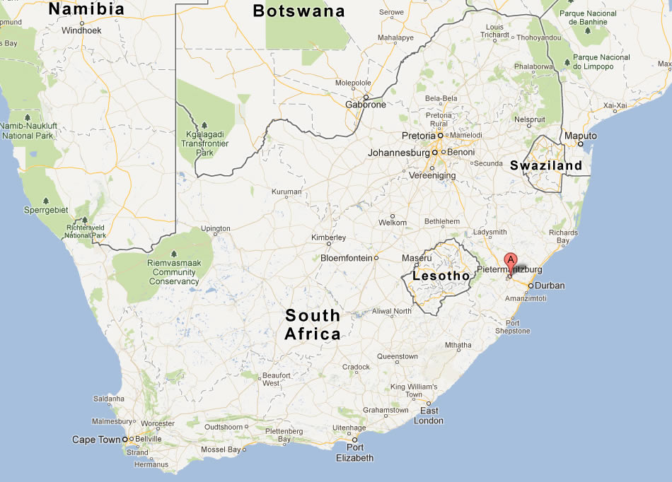 plan de Pietermaritzburg sud afrique