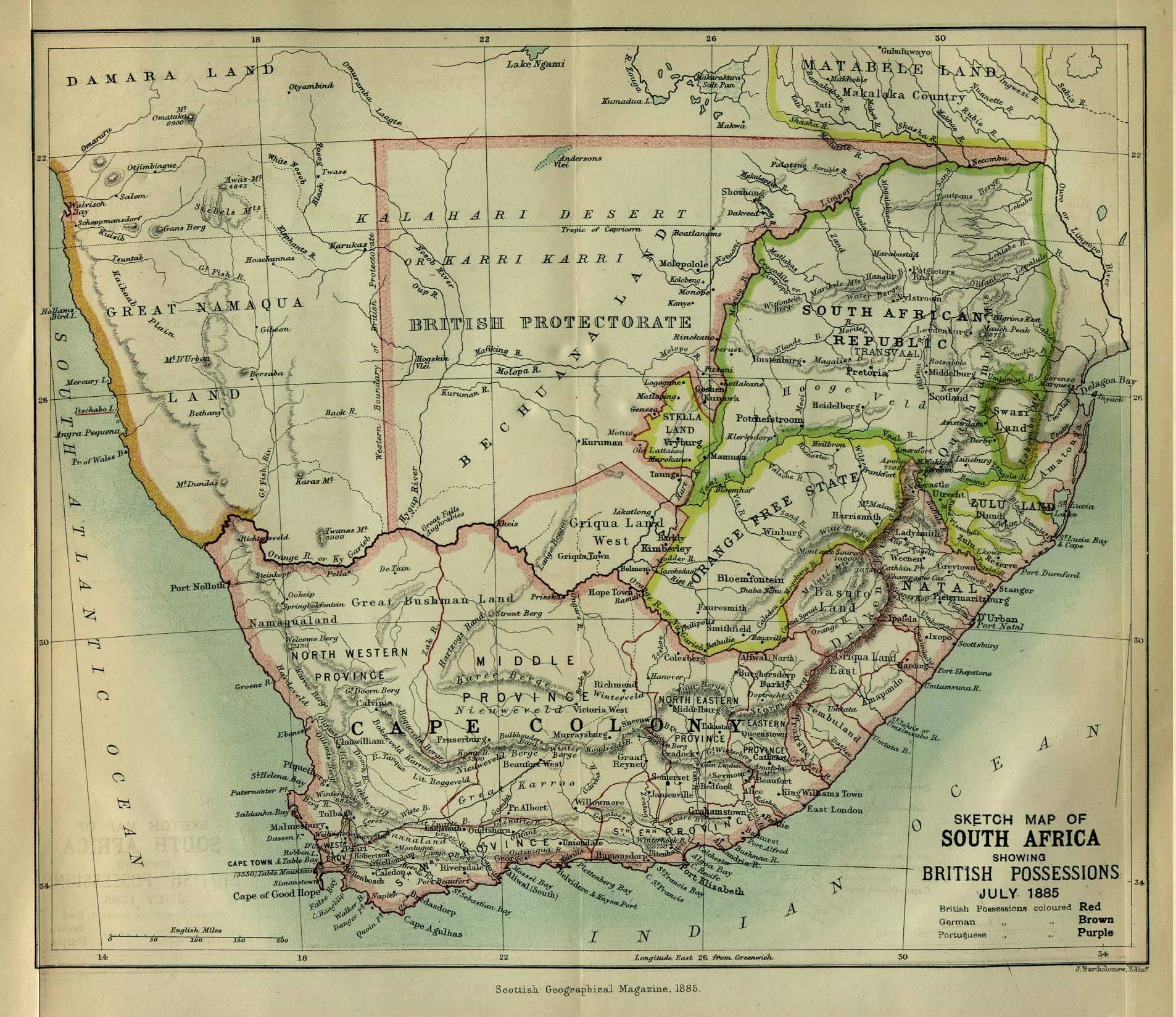 sud afrique carte 1885
