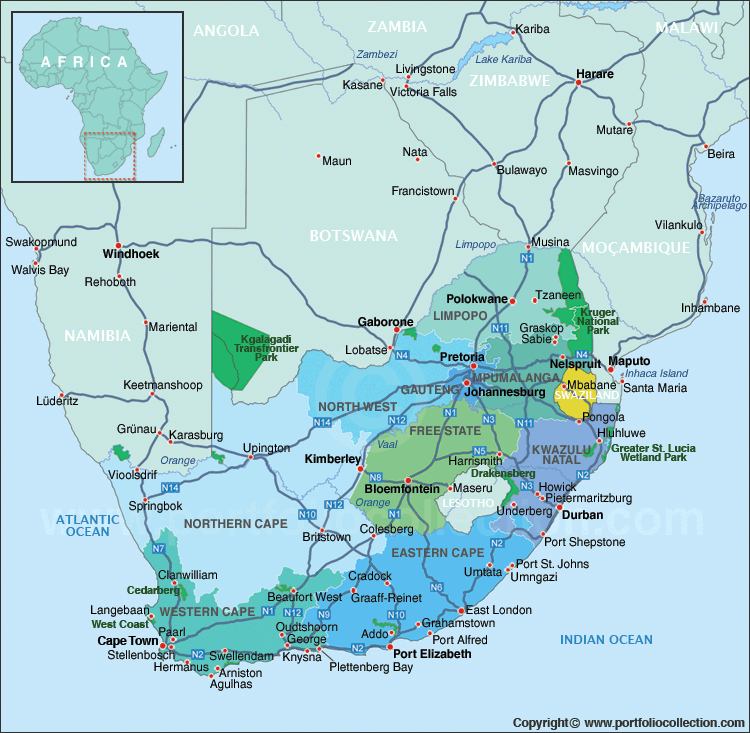 sud afrique carte afrique
