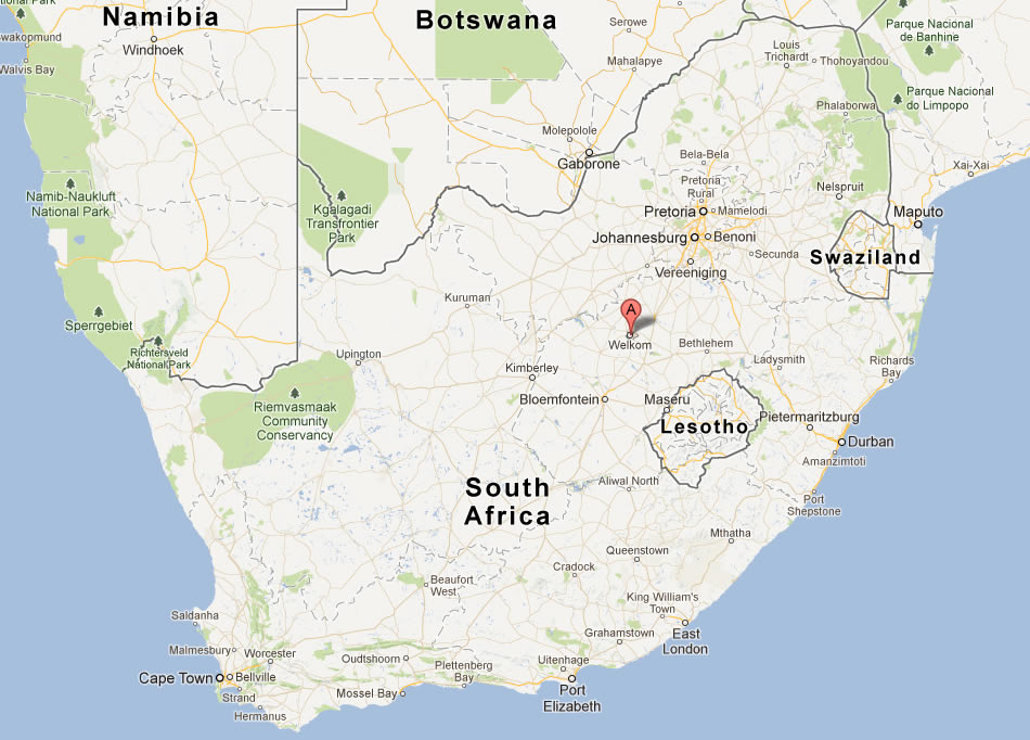 plan de Welkom sud afrique