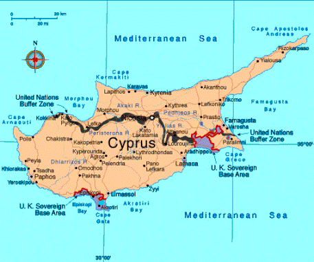 carte du Akrotiri et Dhekelia