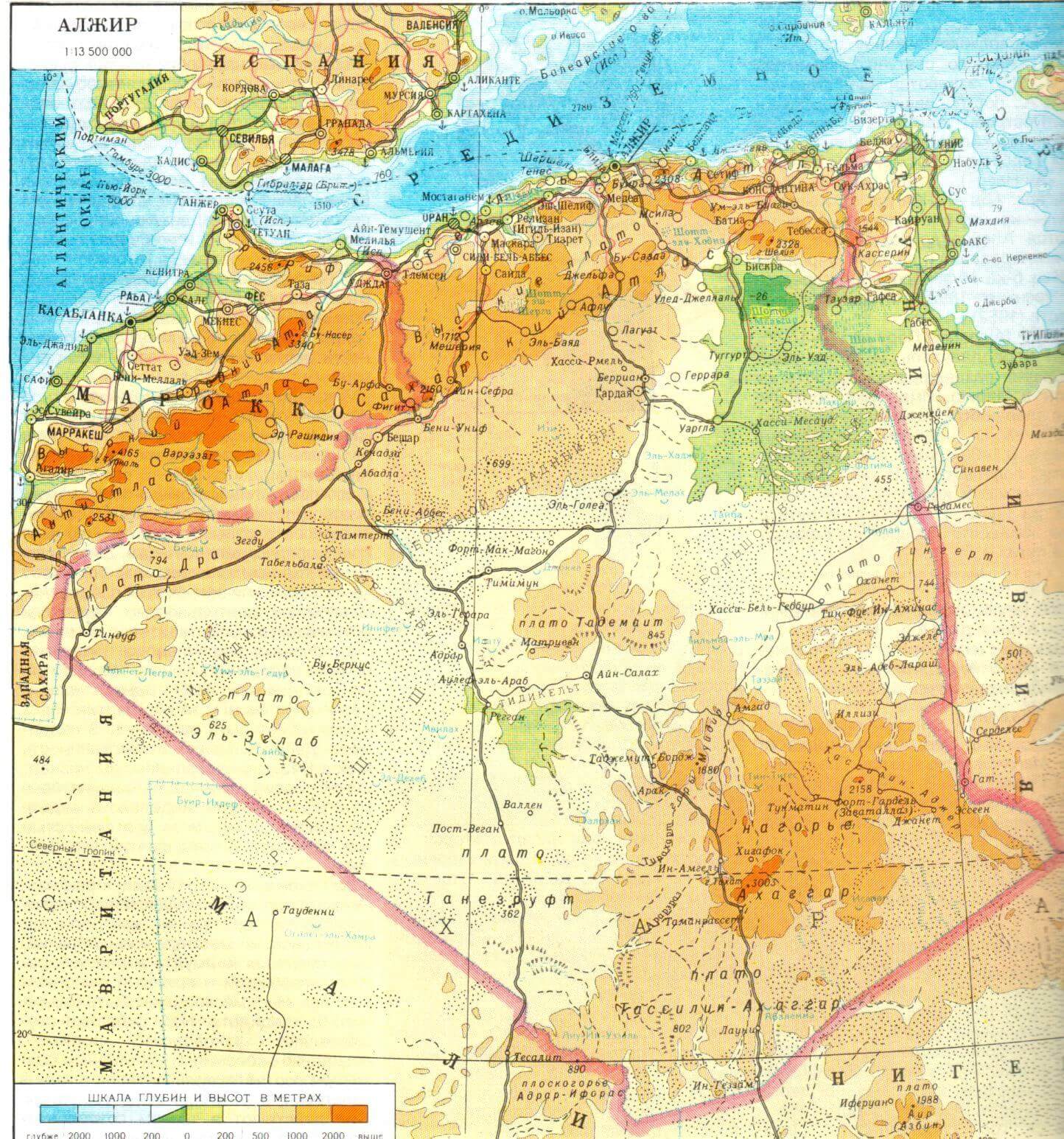 algerie physique carte
