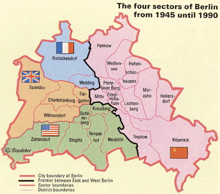 four sectors du berlin 1945 1990 plan