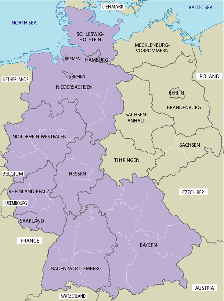 etats carte du allemagne