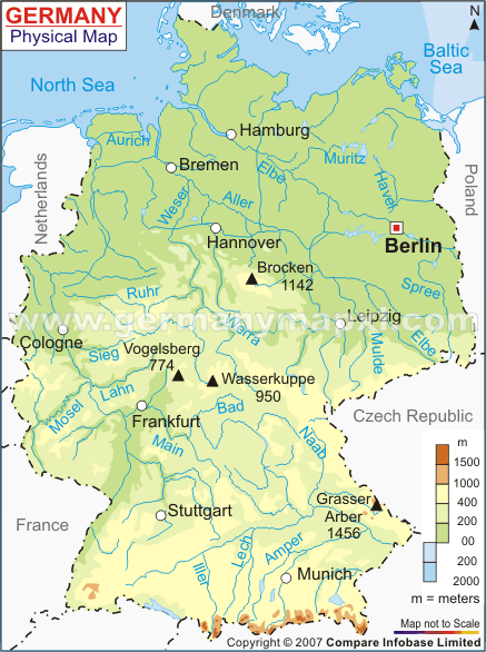 physique carte du allemagne