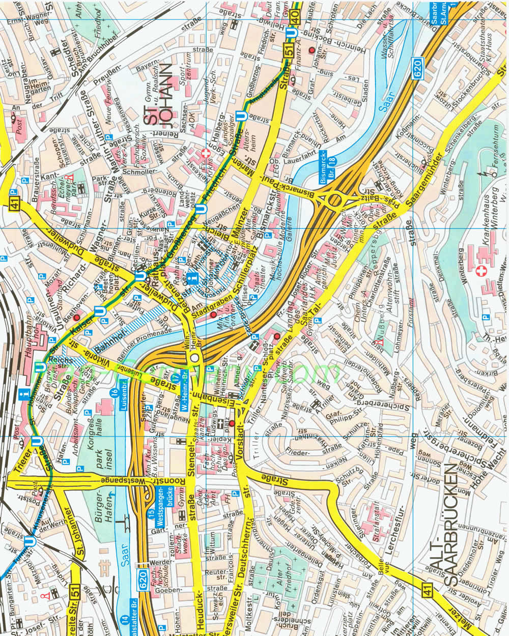 Saarbrucken centre ville plan
