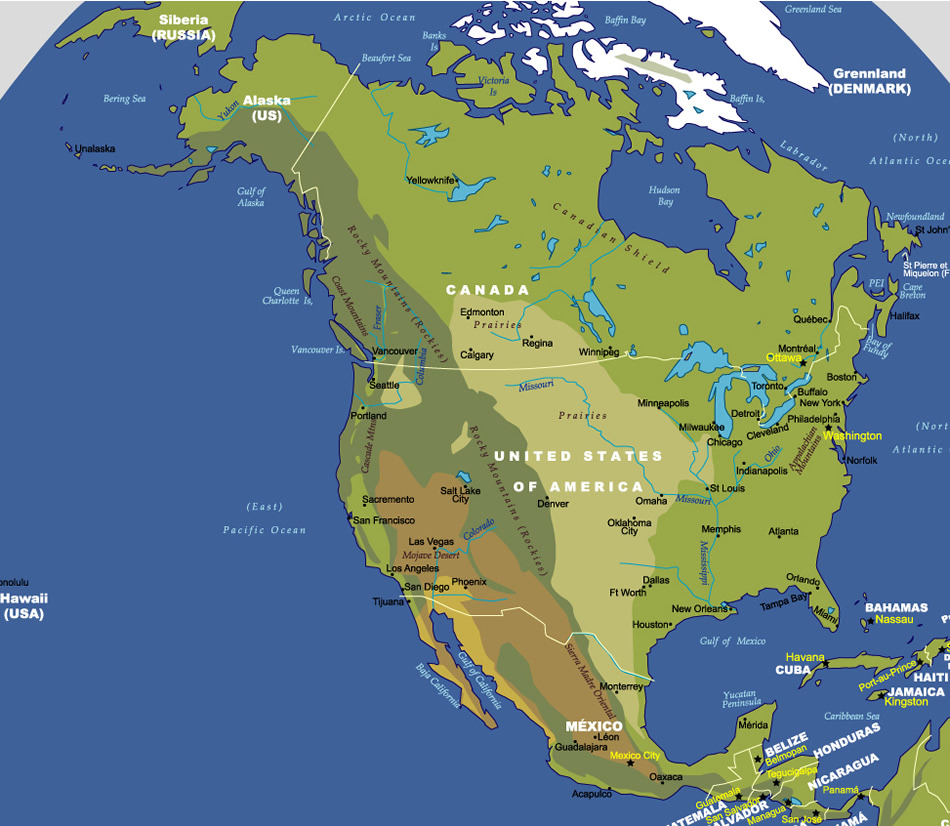 carte du amerique du nord