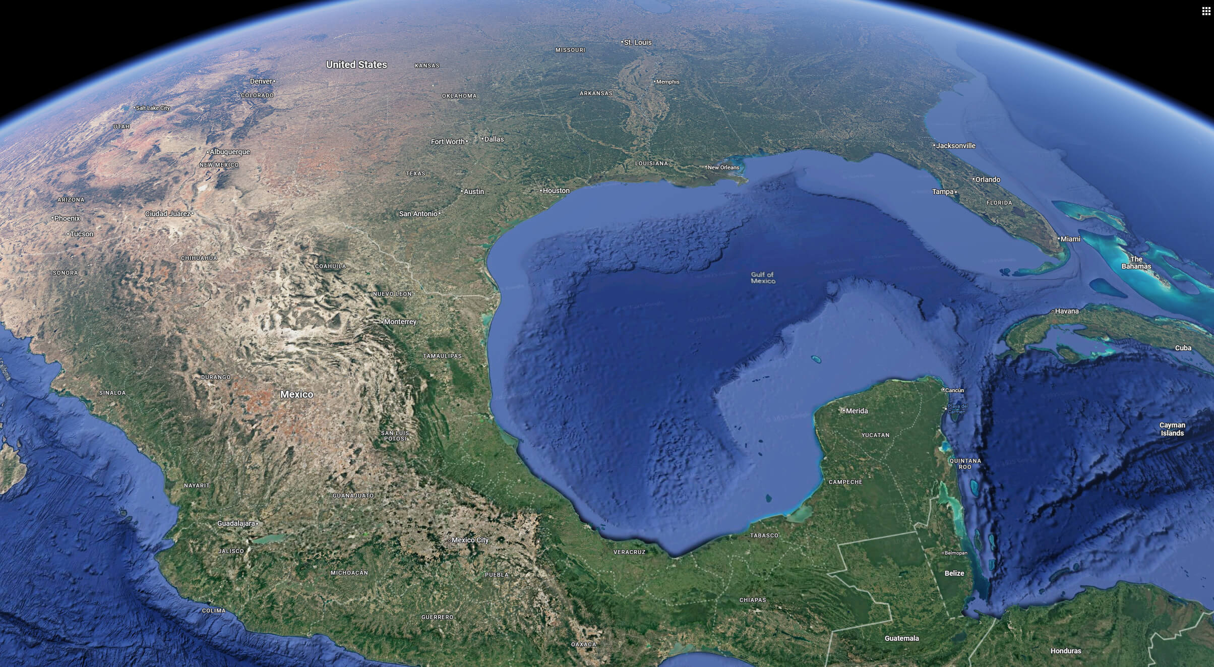 Carte satellite du Golfe du Mexique
