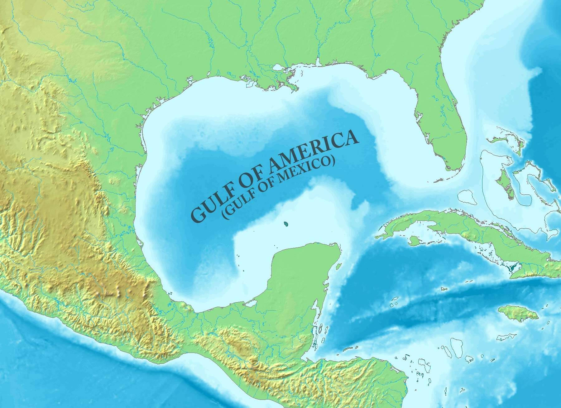 Carte topographique du Golfe du Mexique