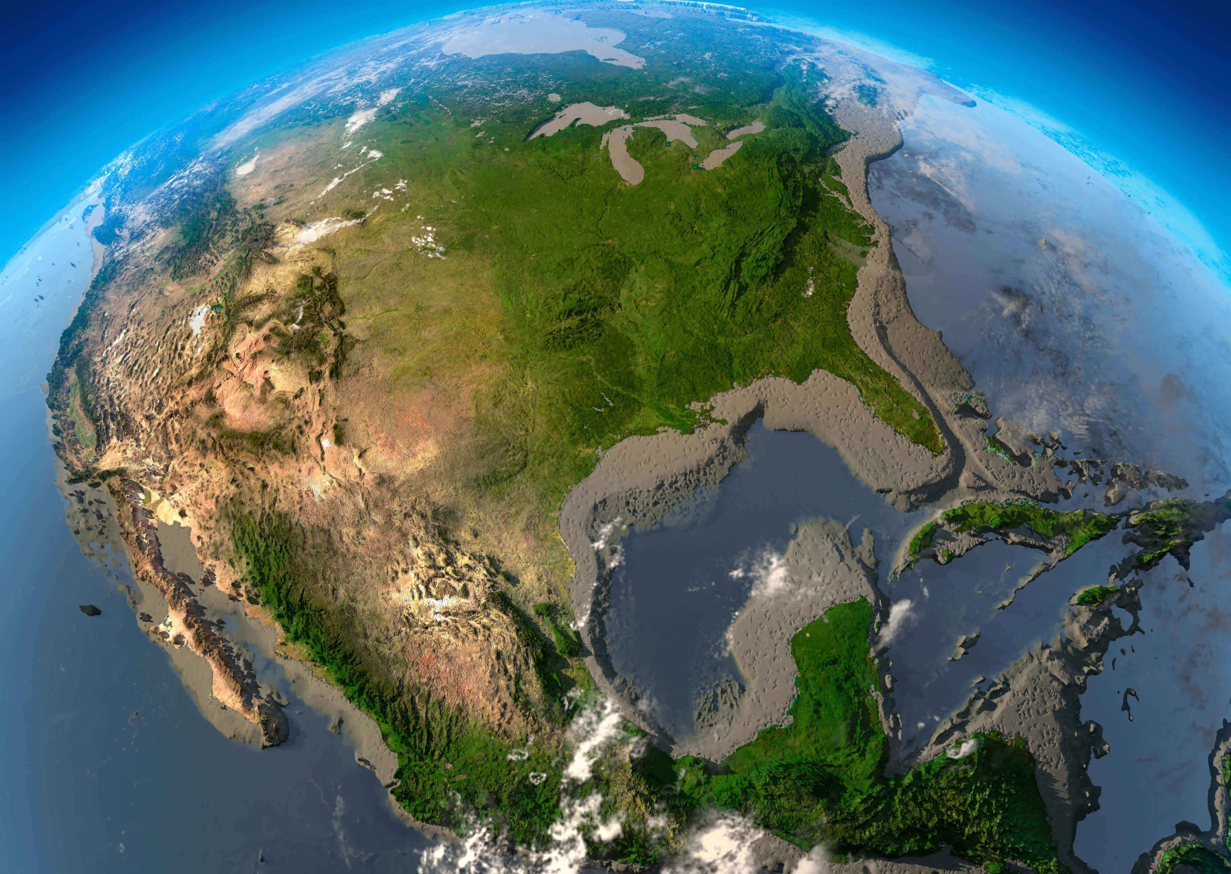 Vue spatiale des états unis du Mexique et du Golfe du Mexique
