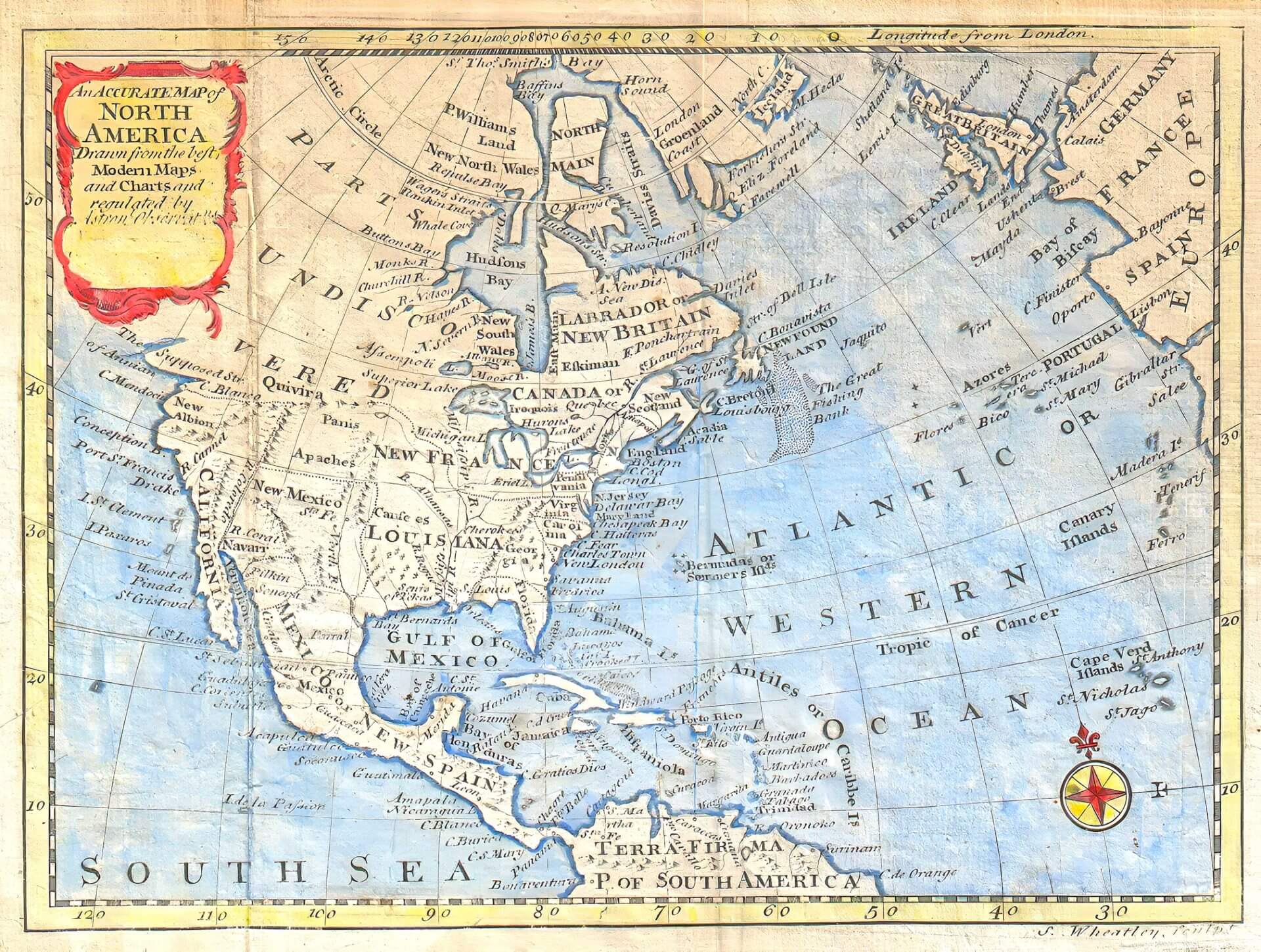 Carte historique Amerique du Nord 1747