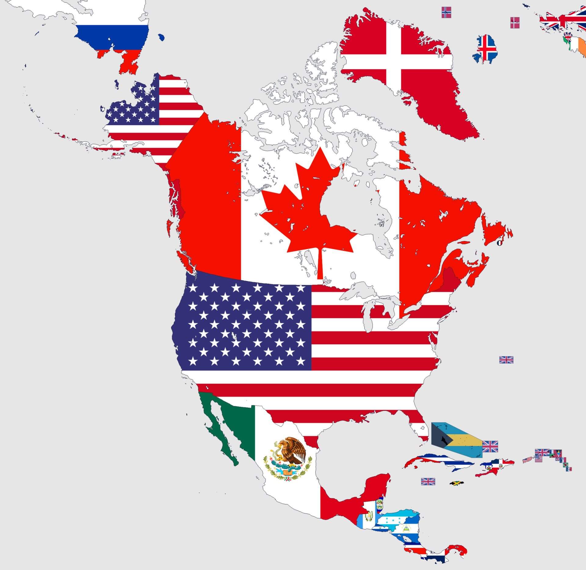 Carte drapeaux des pays Amerique du Nord