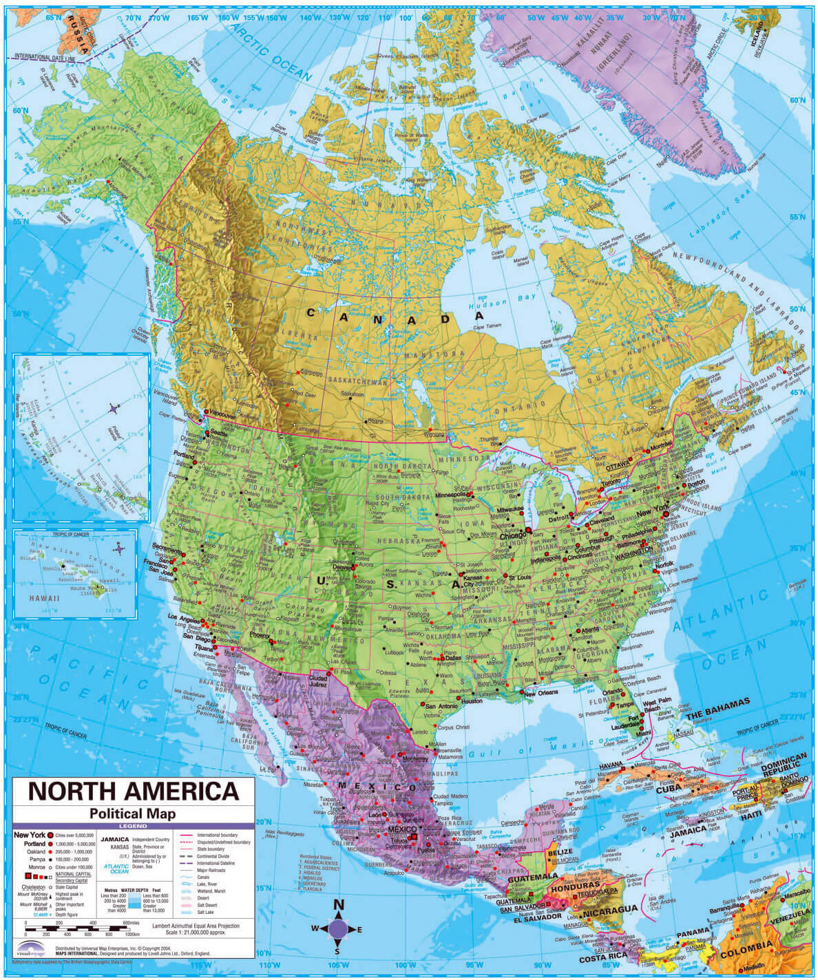 Carte pays Amerique du Nord et du Sud