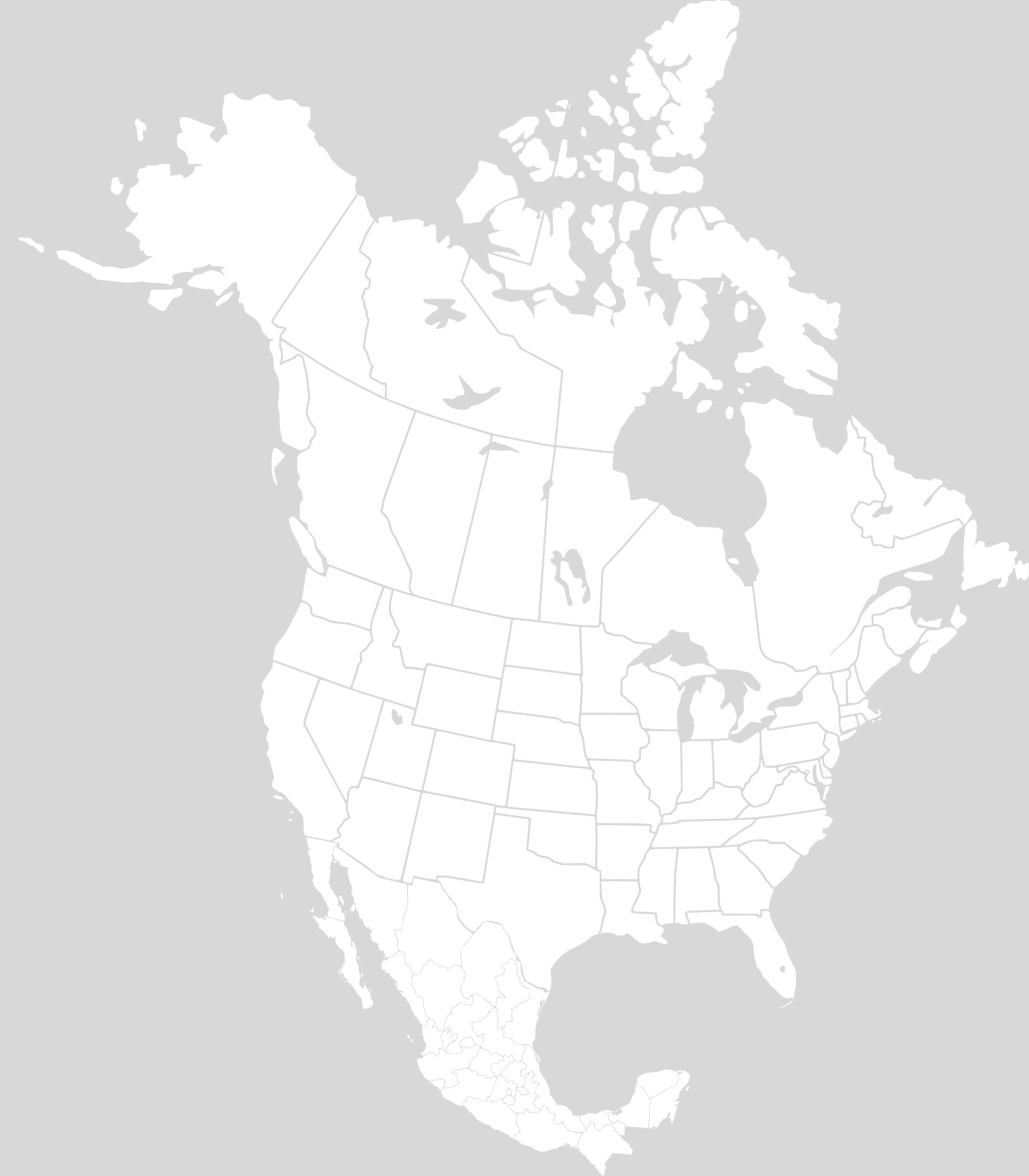 Carte vierge Amerique du Nord