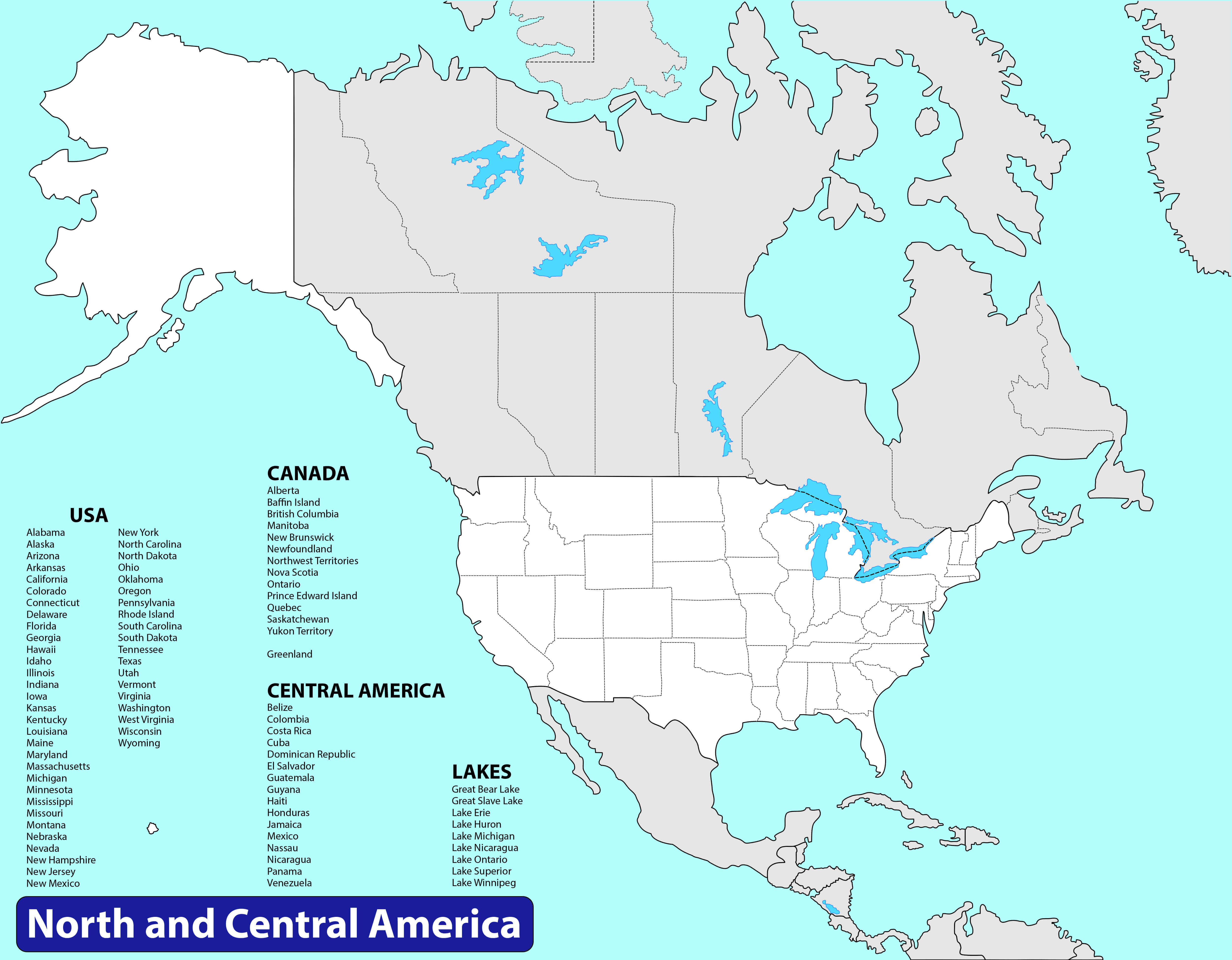 Carte vierge contour Amerique du Nord