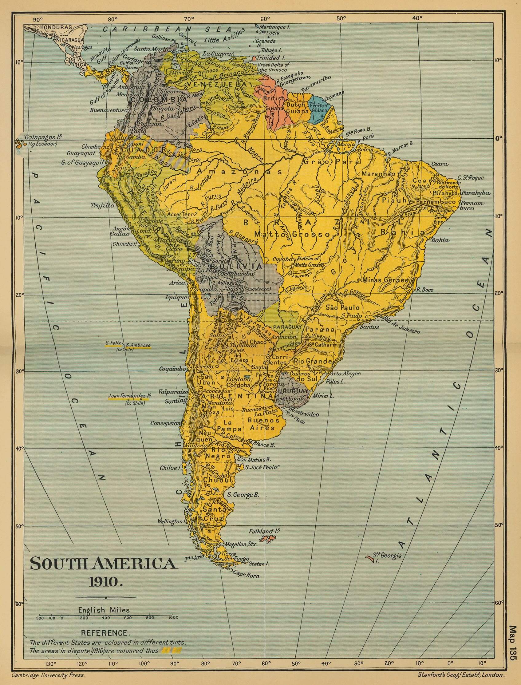 amerique du sud carte 1910