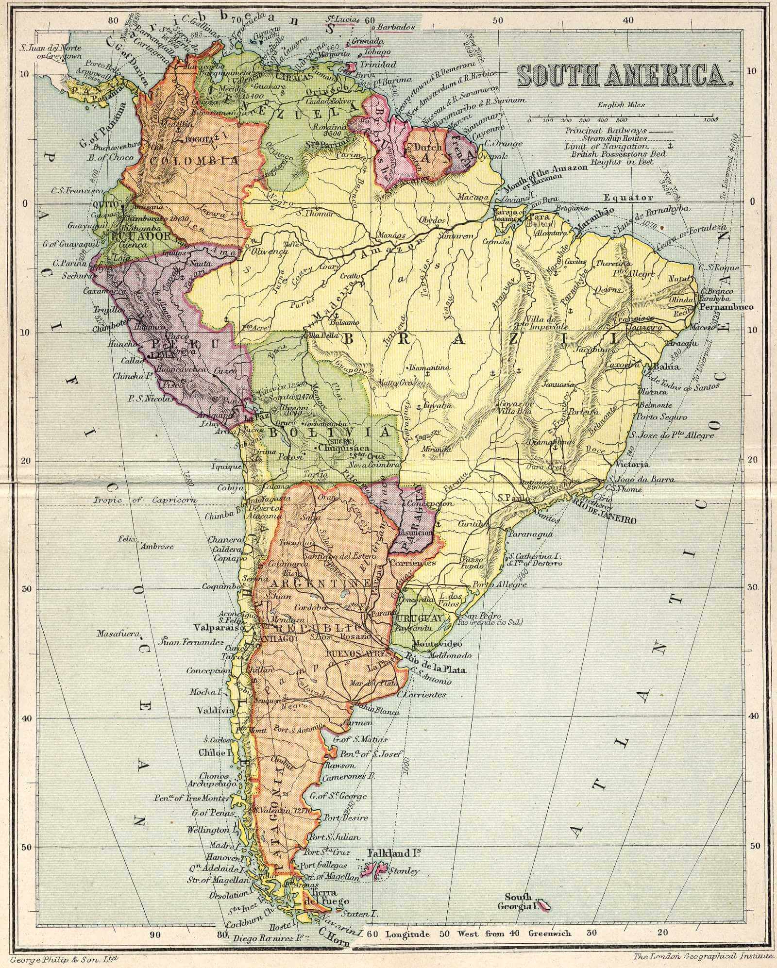 amerique du sud carte 1911