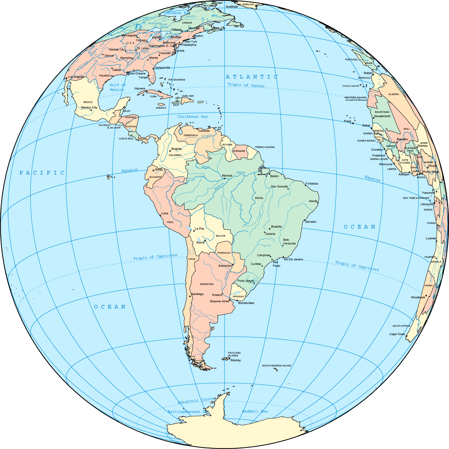 amerique du sud carte monde