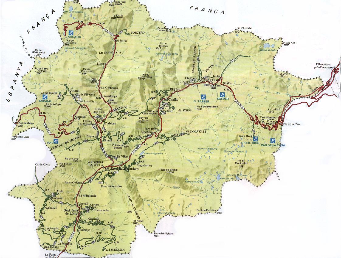 physique carte du andorre