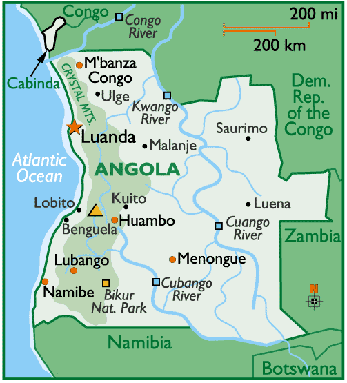 angola villes carte