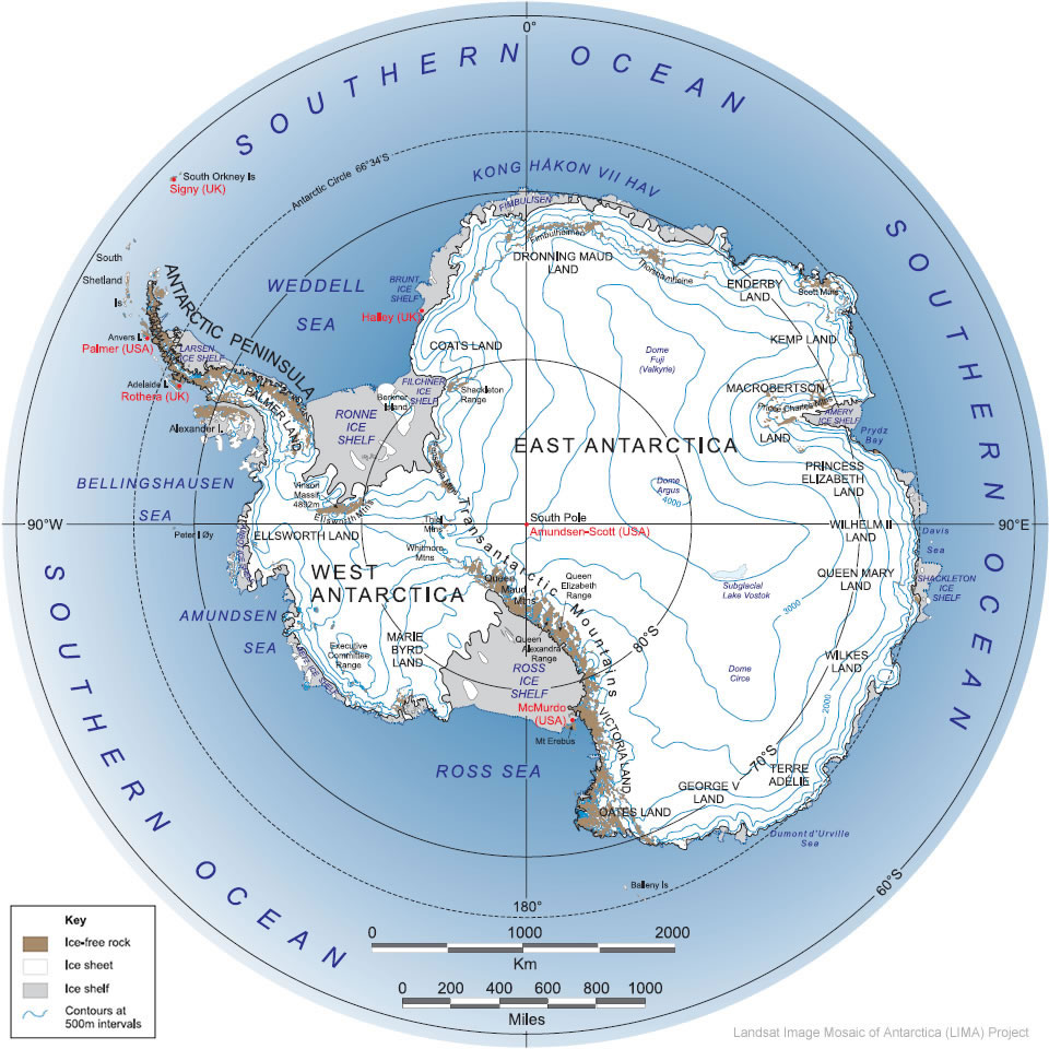 Antarctique carte sud pole