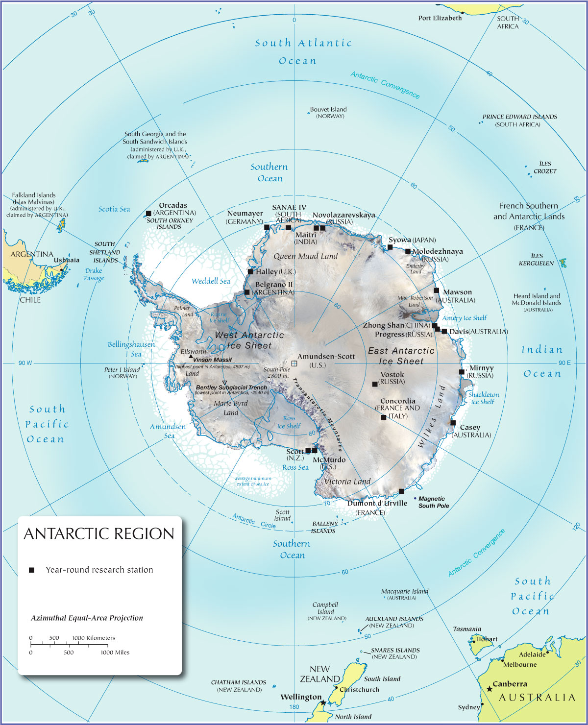 Antarctique region carte