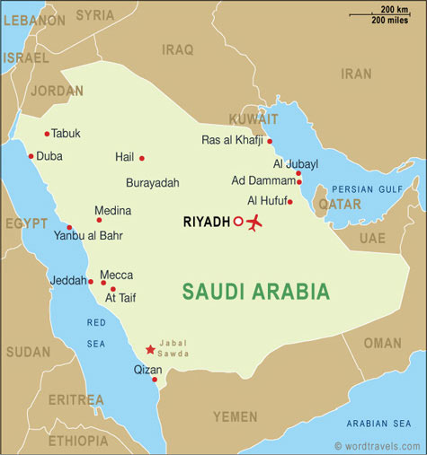 Arabie Saoudite regions carte