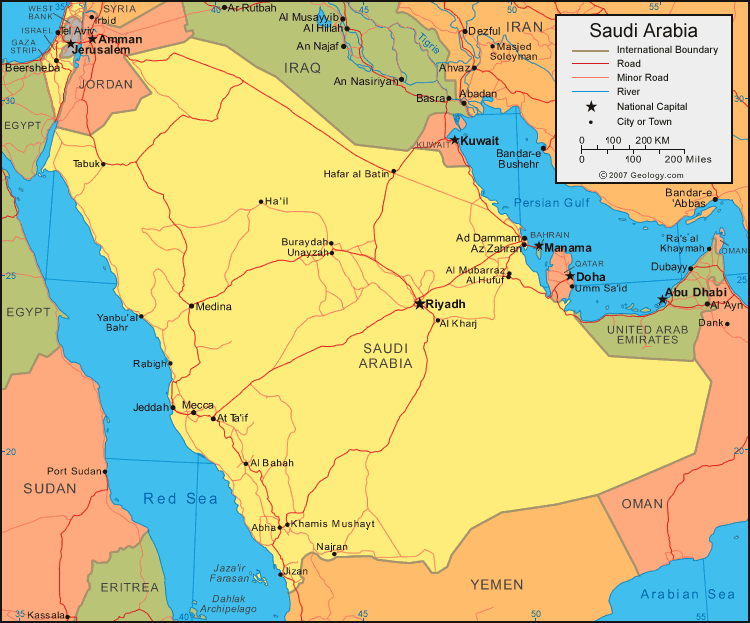 carte du Arabie Saoudite