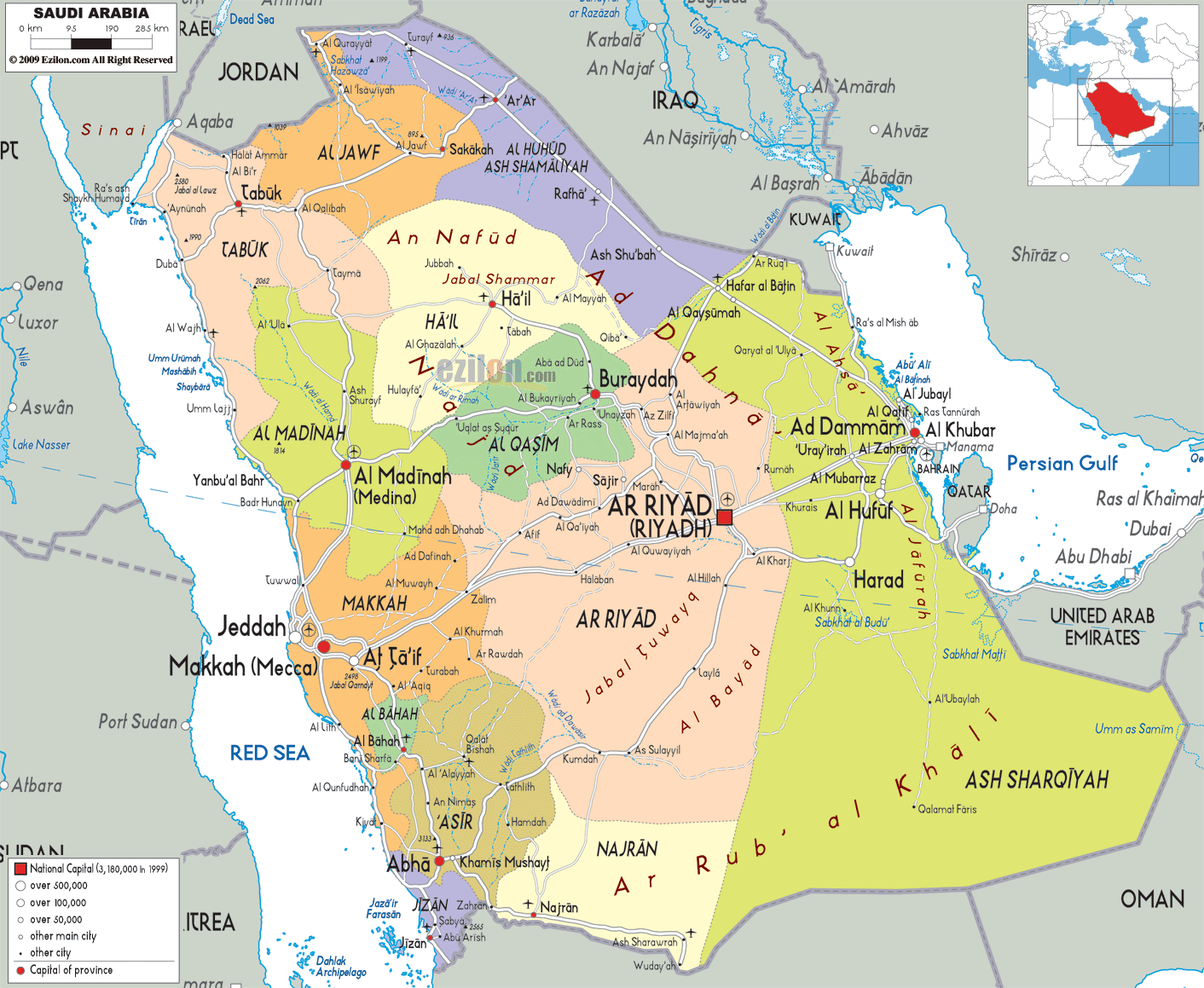 politique carte du Arabie Saoudite