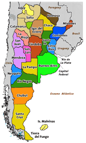 regions carte du argentine