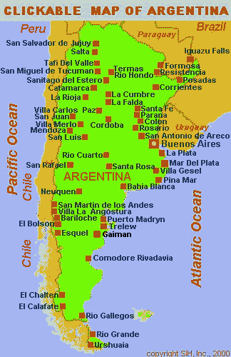 villes carte du argentine