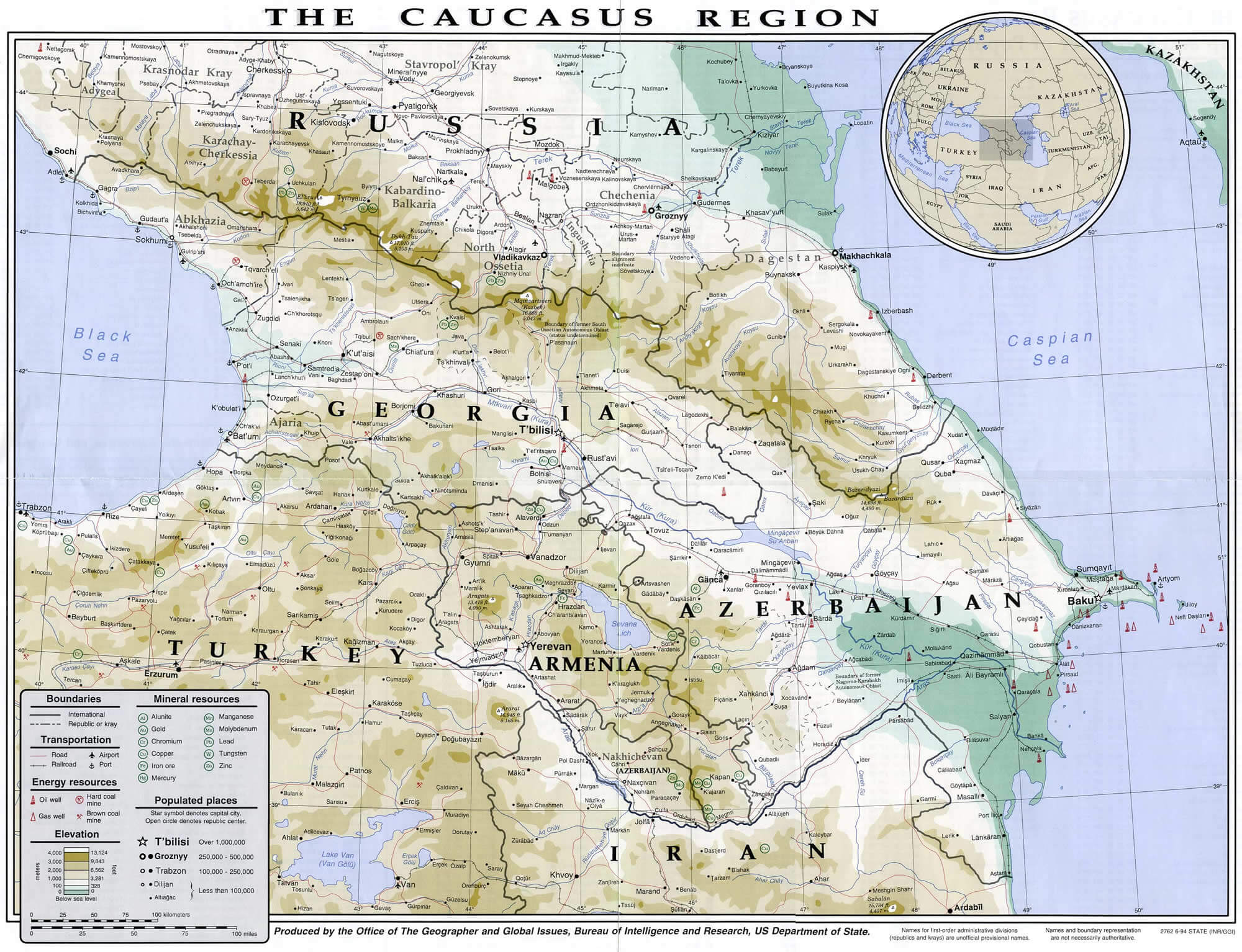 Armenie carte Caucase region