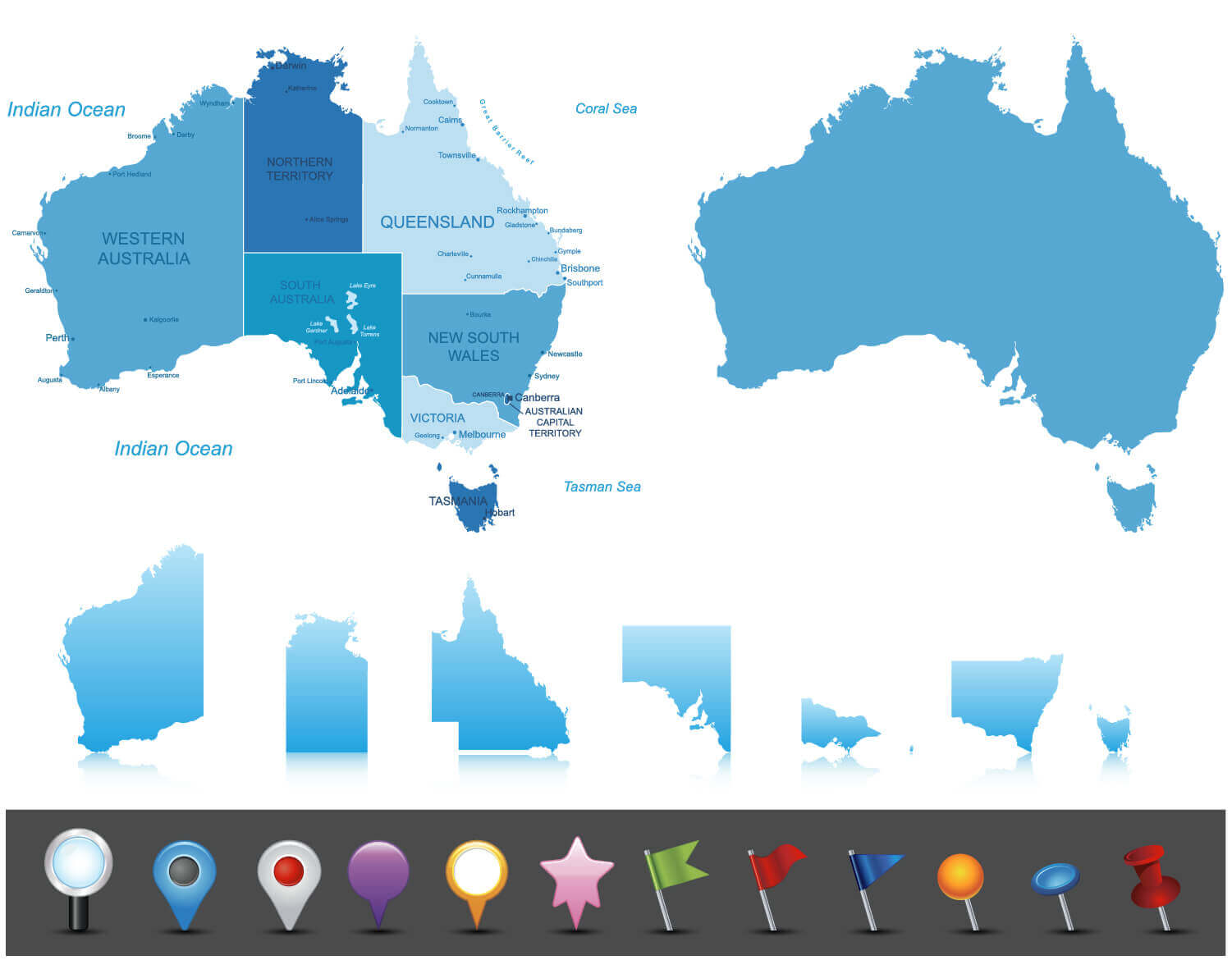 Australie Hautement Detaille Carte