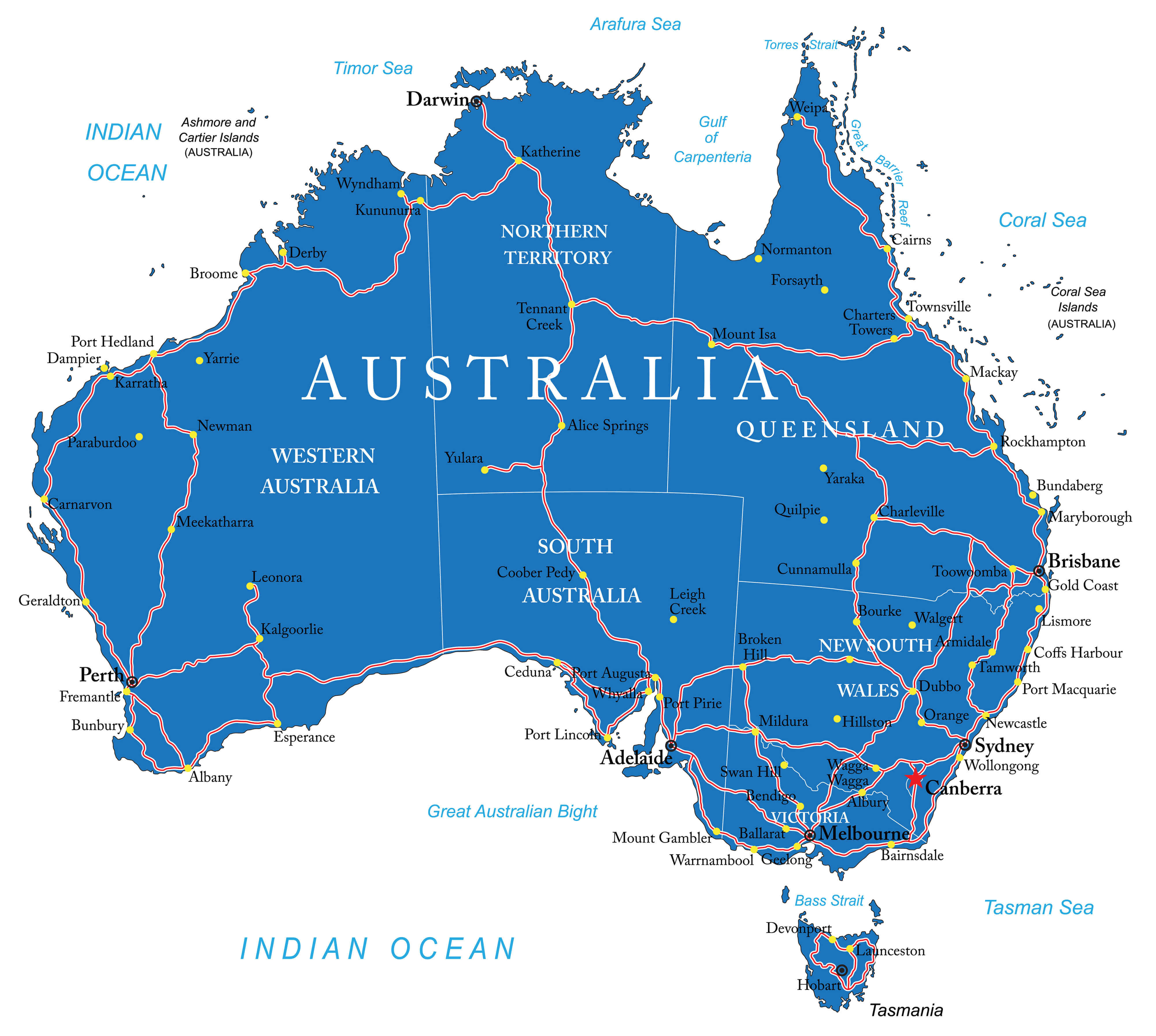 Australie route Carte