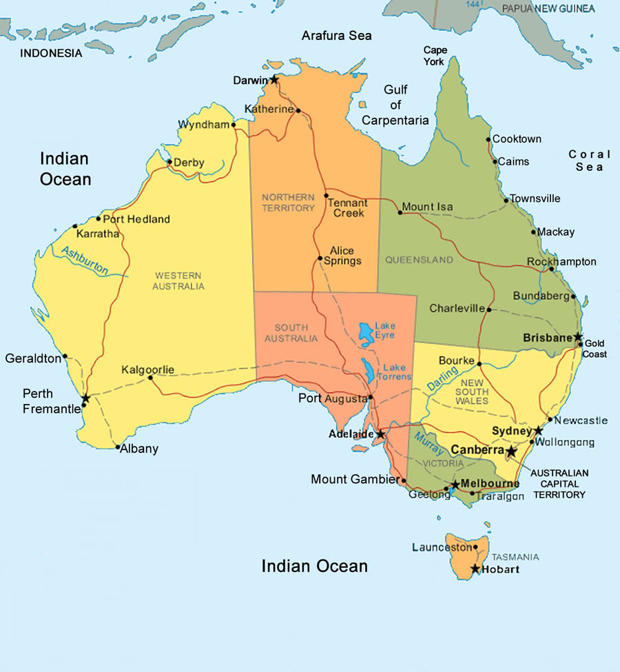 australie politique carte