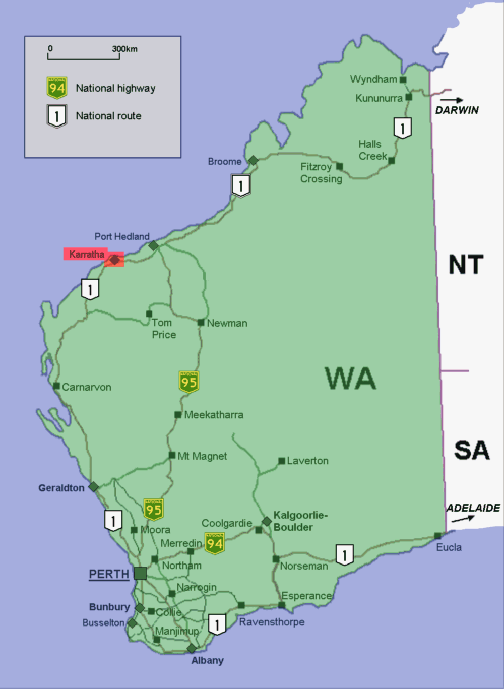 Karratha location plan occidental australie