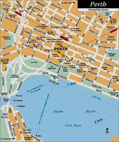 centre ville plan de Perth