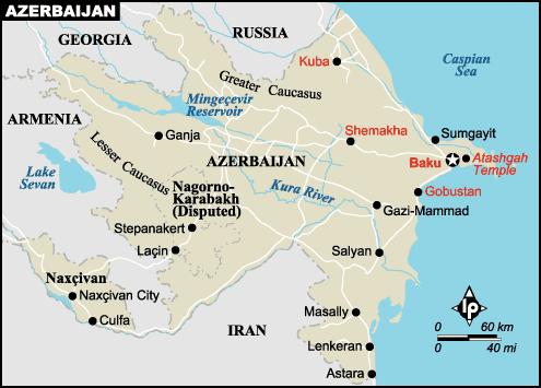 azerbaidjan villes carte