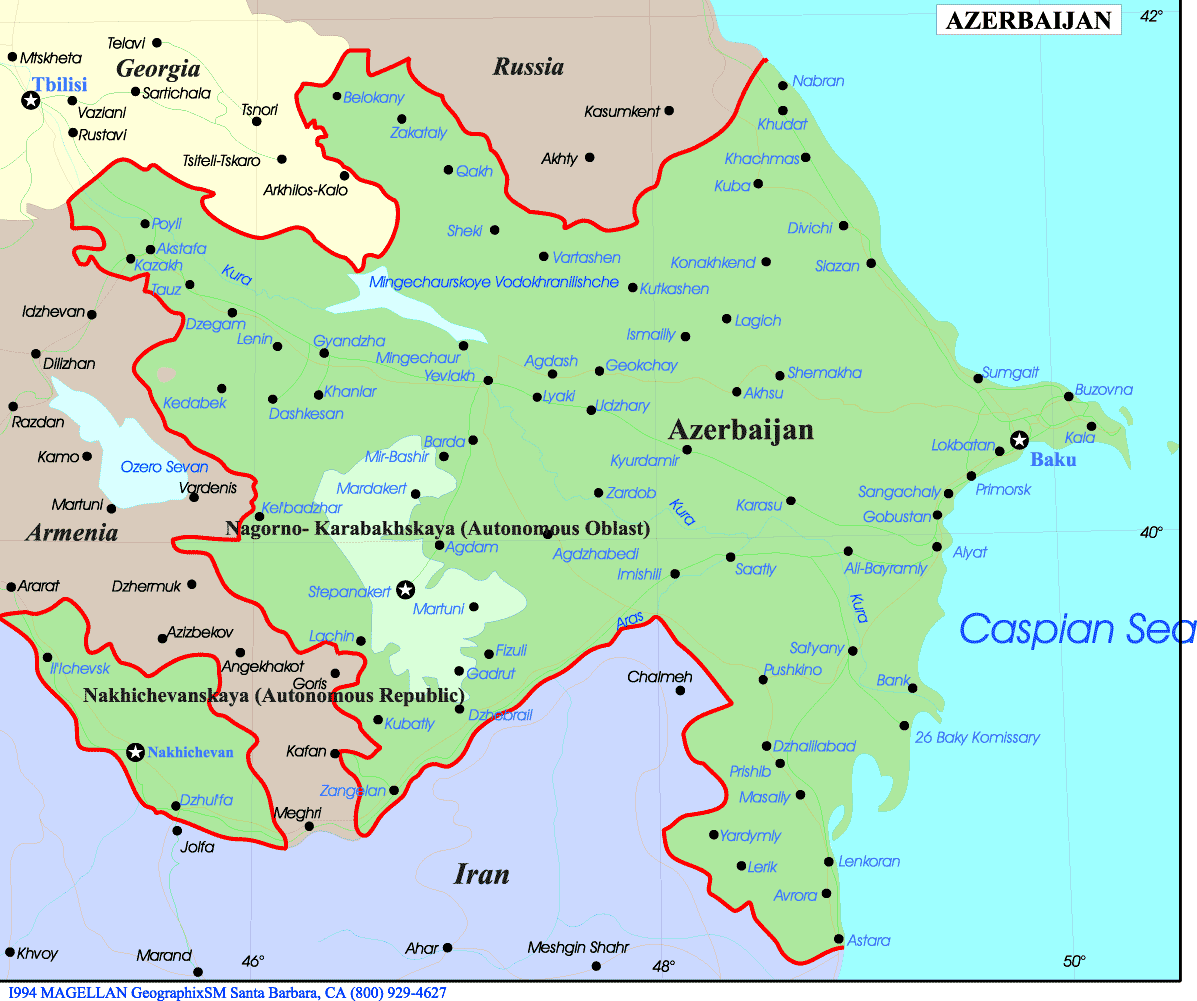 azerbaidjan carte caspian mer