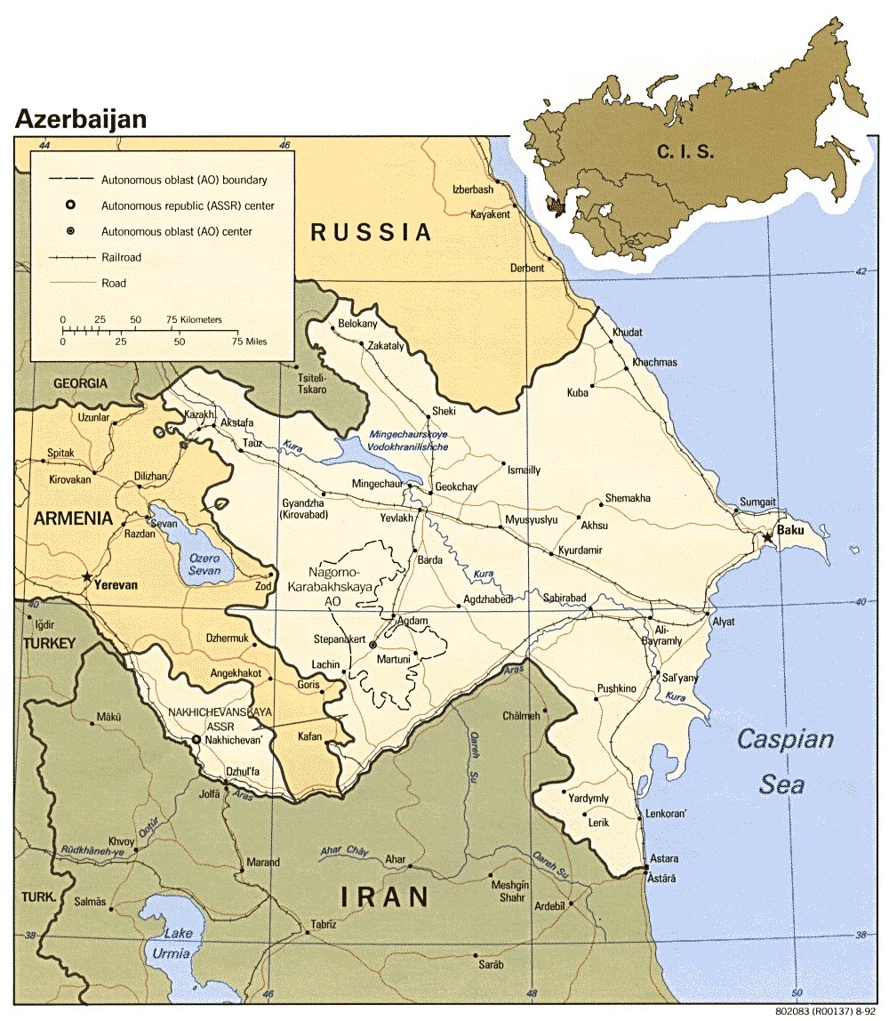 azerbaidjan carte russie