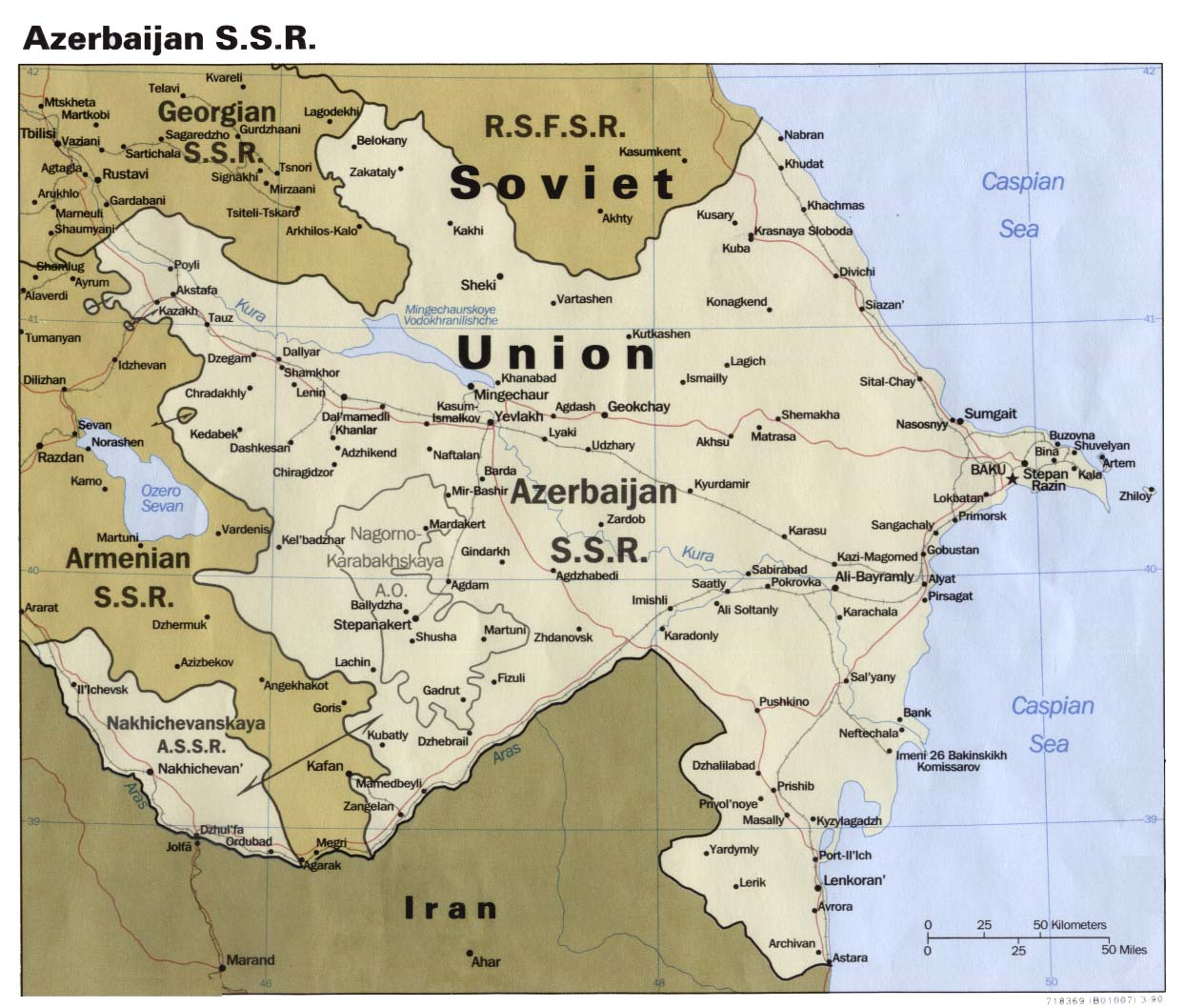 azerbaidjan carte ssr 1990