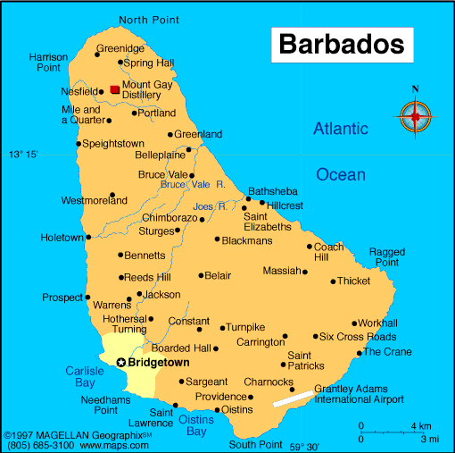 carte du Barbade