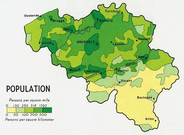 Belgique Population Carte 1968